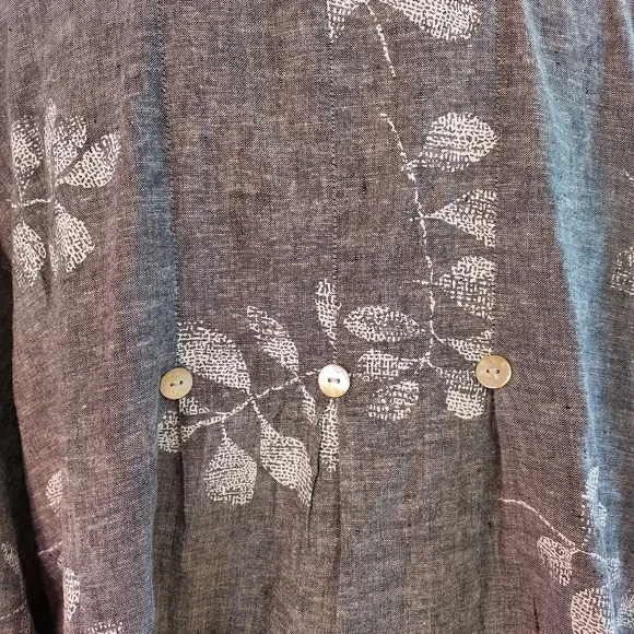 Habitat Women's Plus Size XXL Blouse Oversized Lagenlook Gray Linen Boho - Picture 5 of 11